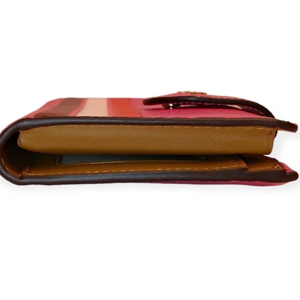Coach Pink Leather Wristlet Wallet with Stripe Accents - Picture 5 of 11